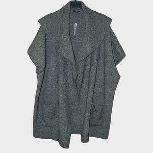 NWT Ann Taylor Women's Gray Factory Oversized Pockets Shawl Sweater Cardigan
